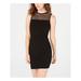 B DARLIN Womens Black Sleeveless Illusion Neckline Mini Body Con Cocktail Dress Size 3\4