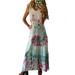 Plus Size Women Boho Long Maxi Dress Beach Holiday Party Casual Summer Sundress Kaftan Casual Long Sundress Ladies Casual Formal Cocktail Party Evening Maxi Long Dress