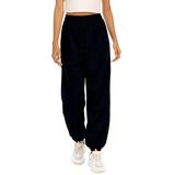 Avamo Women's Relaxed Fit Jersey Sports Pants French Terry Fleece Jogger Sweatpants Fitness Active Pants Trouser Dark Blue XXL