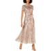 R&M Richards Womens Petites Sequined Illusion Evening Dress Beige 8P