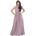 KOH KOH Long Sleeveless Bridesmaid Wedding Party Guest Summer Flowy Casual Brides Formal Evening Sexy Halter Neck Maxi Dress Gown For Women Dusty Pastel Pink X-Small US 2-4 NT012