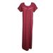 Mogul Women Maxi Dress, Maroon Polka Dot Print, Cap Sleeves, Night Wear Sleepwear Beach Housedress XL