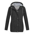 Fashion Women Hooded Jacket Waterproof Solid Long Sleeve Zip Rain Outerwear