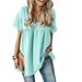 Women Solid Color Flare Mini Dress Empire Waist Tunic Dresses Summer Ruched Loose Dress