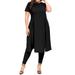 Plus Size Women Ladies 2 Pcs Sets Short Sleeve Shirt + Trousers Split Hem Jumpsuit Party Cocktail Playsuit