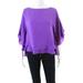 Pre-ownedAlice + Olivia Womens 3/4 Sleeve Draped Oversized Top Purple Silk Size Small