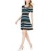 Maison Jules Womens Striped A-Line Sweater Dress