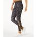 Ideology Womens Printed Lattice-Detail Ankle Leggings