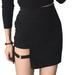 Womens Summer Cotton Sexy Mini Pencil Skirt High Waisted Hollow Out Asymmetric Solid Color Metal Ring Decor Package Hip Cocktail Party Clubwear