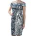 CALVIN KLEIN Womens Silver Off Shoulder Above The Knee Sheath Party Dress Size: 2