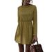 Avamo Womens V Neck Shirt Dress Long Sleeve Elastic Waist Swing A-line Dresses Ladies Hooded Jumper Mini Dress Long Sleeve Sweatshirt Summer Tunic Dress Tops