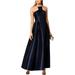 Adrianna Papell Womens Mikado Satin Halter Evening Dress Navy 6