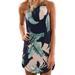 Women Floral Printed Sleeveless Short Mini Dress Strappy Casual Loose Asymmetrical Hem High Low Summer Beach Sundress