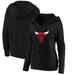 Chicago Bulls Fanatics Branded Women's Primary Logo V-Neck Pullover Hoodie - Black