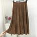 Autumn Winter Women Pleated Skirt Elastic High Waist Long Skirts Casual Vintage A-line Suede Party Skirt Ladies Black Pink