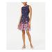 MAISON JULES Womens Navy Zippered Floral Sleeveless Short Fit + Flare Dress Size 6