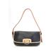 Pre-ownedDooney & Bourke Women Small Pebbled Leather D-Ring Flap Tote Handbag Black Beige