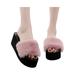 UKAP Womens Sandals Slippers Cute Fluffy Filp Flops Slides Comfortable Faux Fur Slippers Slide Sandal