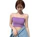 Sexy Tank Top Halter Crop Tops Solid Color Backless Fashion Casual Tube Top Female Sleeveless Cropped Vest Purple L