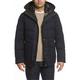 Cole Haan Mens Faux Fur Trim Mixed Media Hooded Down Jacket XX-Large Navy Blue
