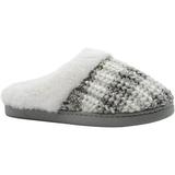 kensie Girls' Big Kid Slip On Plush Fluffy Shimmer Knit House Slippers with Faux Fur, Cute Warm Comfortable Shoes for Home Grey Size 13/1