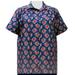 A Personal Touch Women's Plus Size Short Sleeve Button-Up Cotton Blouse with Shirring - Navy Really Rosy - 0X