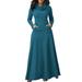 Sexy Dance Empire Waist Dress for Women Flowy Party Maxi Dress Oversize Long Sleeve A Line Swing Tunic Dresses for Lady Funnel Neck Warm Soft Cozy