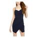 SEQUIN HEARTS Womens Navy Spaghetti Strap V Neck Short Body Con Cocktail Dress Size 3