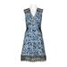 Elie Tahari V-Neck Sleeveless Zipper Back A-Line Floral Burnout Crochet Dress-DARK OZONE