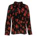 Dennis Basso Women's Top Sz 12 Floral Print Stretch Satin Blouse Black A299649