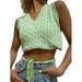Listenwind Women Sleeveless Sweaters Vest Tank Knitted Crop Tops Outerwear Green
