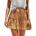 Avamo Women's Floral Flared Short Skirt Polka Dot Pleated Mini Skater Skirt with Drawstring S-XX Yellow XL(US 16-18)