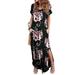 Niuer Women Plus Size Baggy Casual Loose Pocket Long Dress Long Sleeve Split Maxi Dresses Floral Print Party Flowy Maxi Dress Cocktail Party Evening Maxi Long Dress