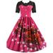 Selfieee Women's Vintage Cocktail Dress Funny Printed Holiday Swing Party Dress 40378 Coral Large