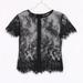 CUTELOVE Black/ White Color Women Summer Casual T-shirt O Neck Solid Lace Crop Zipper T-shirts Short Sleeve Hollow Out Tops Plus Size