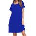 Women's Casual Crewneck Summer T Shirt Dress Loose Short Sleeve Tunic Dress Solid Color Dress