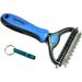 Pet Grooming Comb for Dog & Cat - 2 Sided Professional Safe and Easy Dematting Brush for Tangles Removing + Bonus Whistle !!!