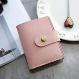 Wuffmeow Ladies retro short coin purse, simple two-fold stitched mini coin purse, leather small and compact card holder handbag purse, a variety of colors