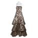 Aidan Mattox Strapless A-Line Tiered Zipper Back Metallic Jacquard Dress-BLUSH