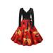 UKAP Womens Long Sleeve Skater Dress Casual Halloween Party Flared A-Line Swing Dress V-Neck Printed Vintage Party Dress