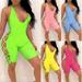 Fashion Short Jumpsuits Women Clubwear Bodycon Playsuit Lace Up Deep V-neck Rompers Bodysuit