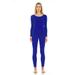 Thermajane Women's Scoop Neck Thermal Underwear Ultra Soft Long Johns Set with Fleece Lined (Royal Blue, XL)