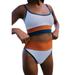 Womens Summer Padded High Waist Bikini Beach Color Block Swimsuit Bathing Suits