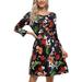 Eo&dora Women's Floral Dress 3/4 Sleeve Twist Knot Empire Waist Knee Length Dresses