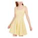 SPEECHLESS Womens Yellow Lace Zippered Sleeveless Square Neck Short Fit + Flare Party Dress Size 13