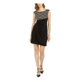 CONNECTED APPAREL Womens Gold Ruched Sleeveless Jewel Neck Short Sheath Cocktail Dress Size 8P