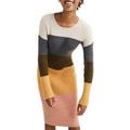 Madewell Colorblock Long Sleeve Sweater Dress S Heather Vanilla NEW