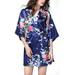 Women Satin Kimono Robe Nightwear Floral Gown Ladies Wedding Bridesmaid Bathrobe Silk Satin Kimono Robes Long Sleepwear Dressing Gown Printed Pattern