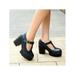 LUXUR Women Solid Shoes Platform Pumps Round Toe High Heel Comfort Mary Jane Shoes