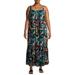 Terra & Sky Women's Plus Size Sleeveless Tiered Maxi Dress